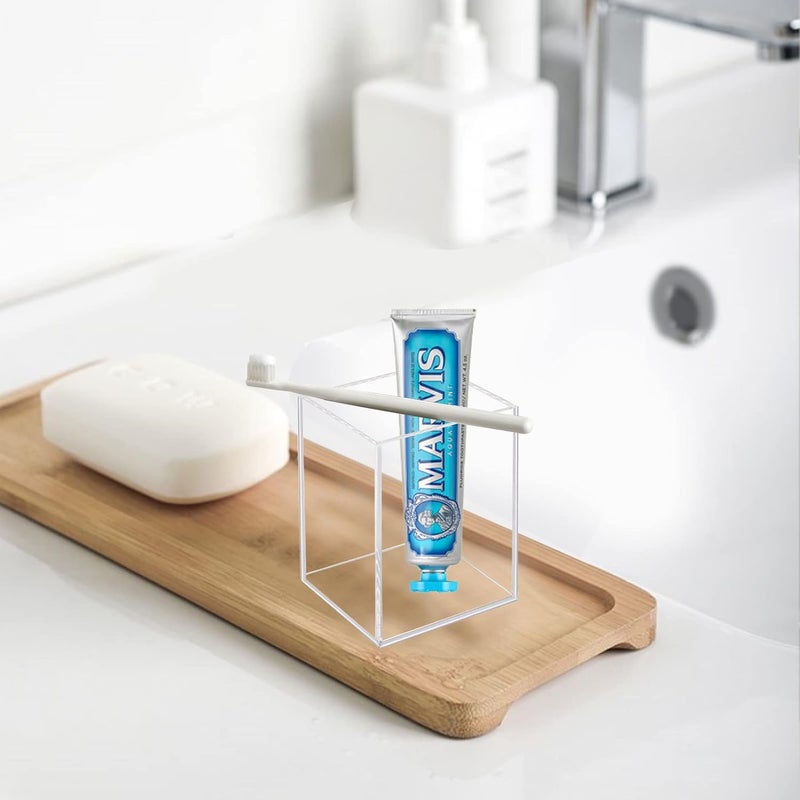 Ptaedex 2 Pack Acrylic Pen Pencil Holder, Clear Makeup Brush Holder Cup Storage Office Desktop Desk Table Stationery Organizer - Image 4
